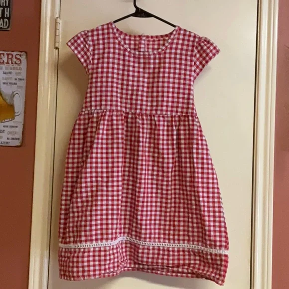 Red Gingham Casual Sundress with Flutter Cap Sleeves - Picture 1 of 5